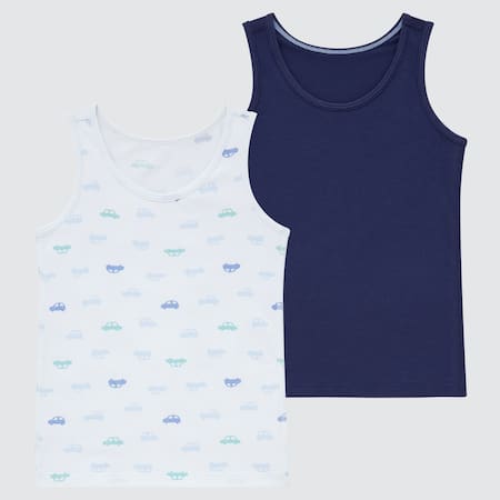 Babies Toddler AIRism Cotton Blend Printed Inner Vest Top (Two Pack)