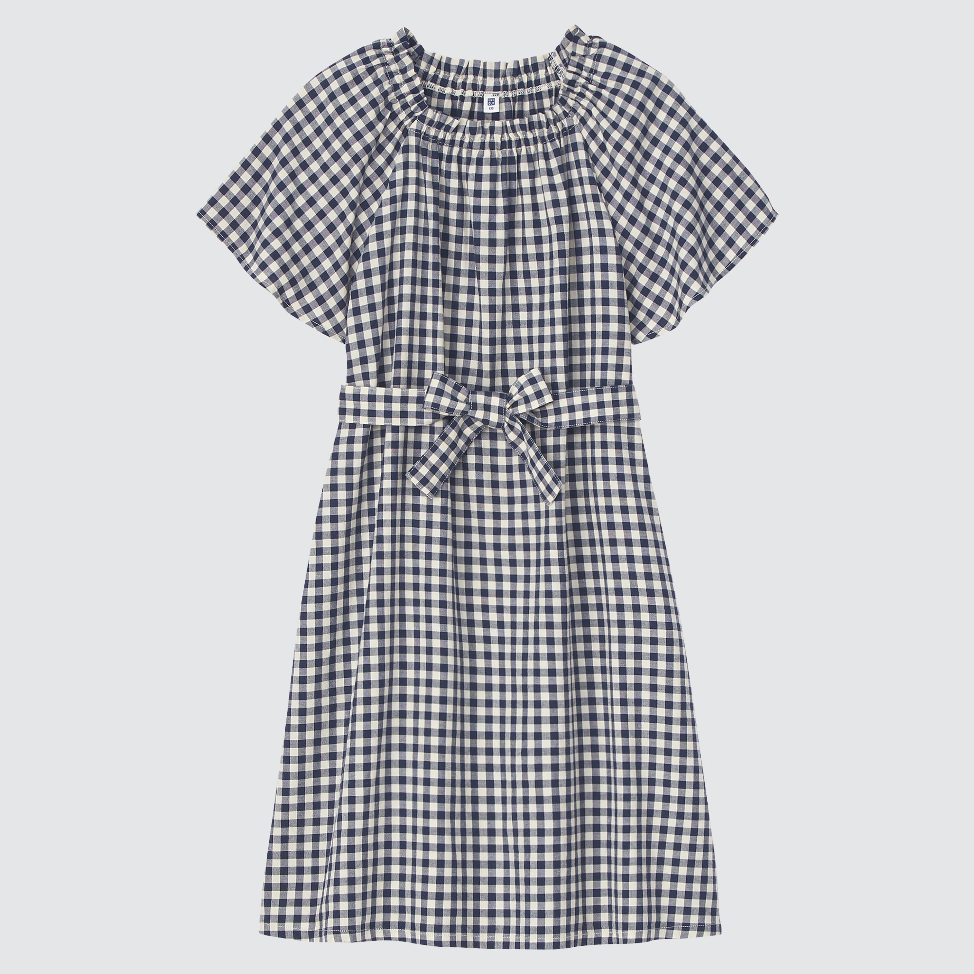 GINGHAM CHECKED SHORT SLEEVE DRESS