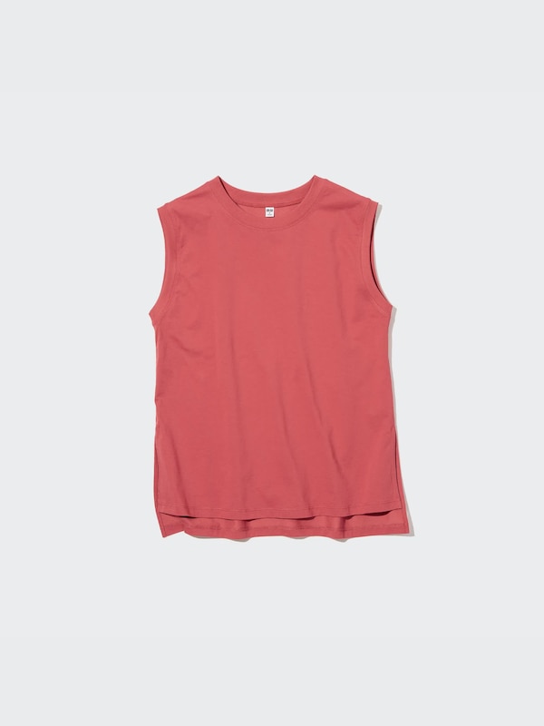 AIRISM COTTON CREW NECK SLEEVELESS T-SHIRT