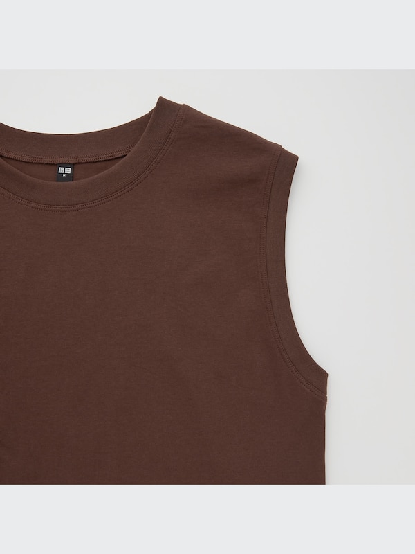 AIRISM COTTON CREW NECK SLEEVELESS T-SHIRT