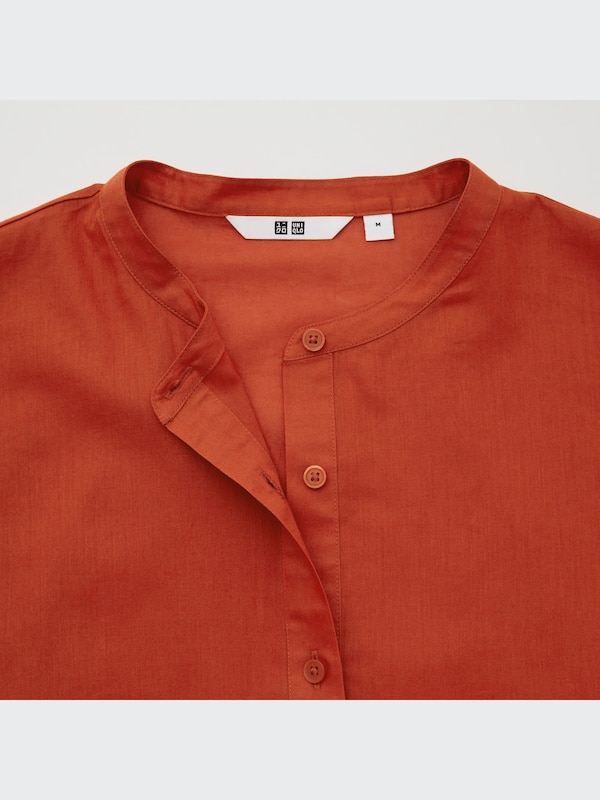 Cotton Gathered Long-Sleeve Blouse