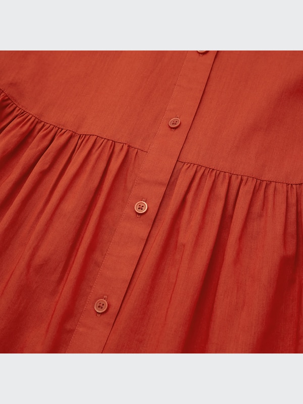 Cotton Gathered Long-Sleeve Blouse