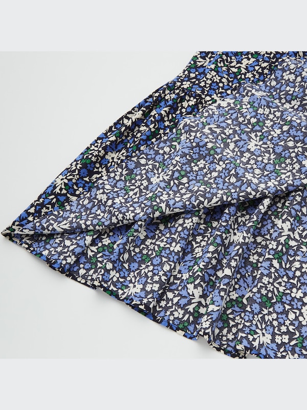 Printed V-Neck 3/4-Sleeve Flare Dress