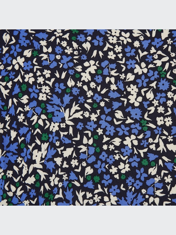 Printed V-Neck 3/4-Sleeve Flare Dress