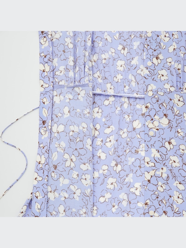 Printed V-Neck 3/4-Sleeve Flare Dress