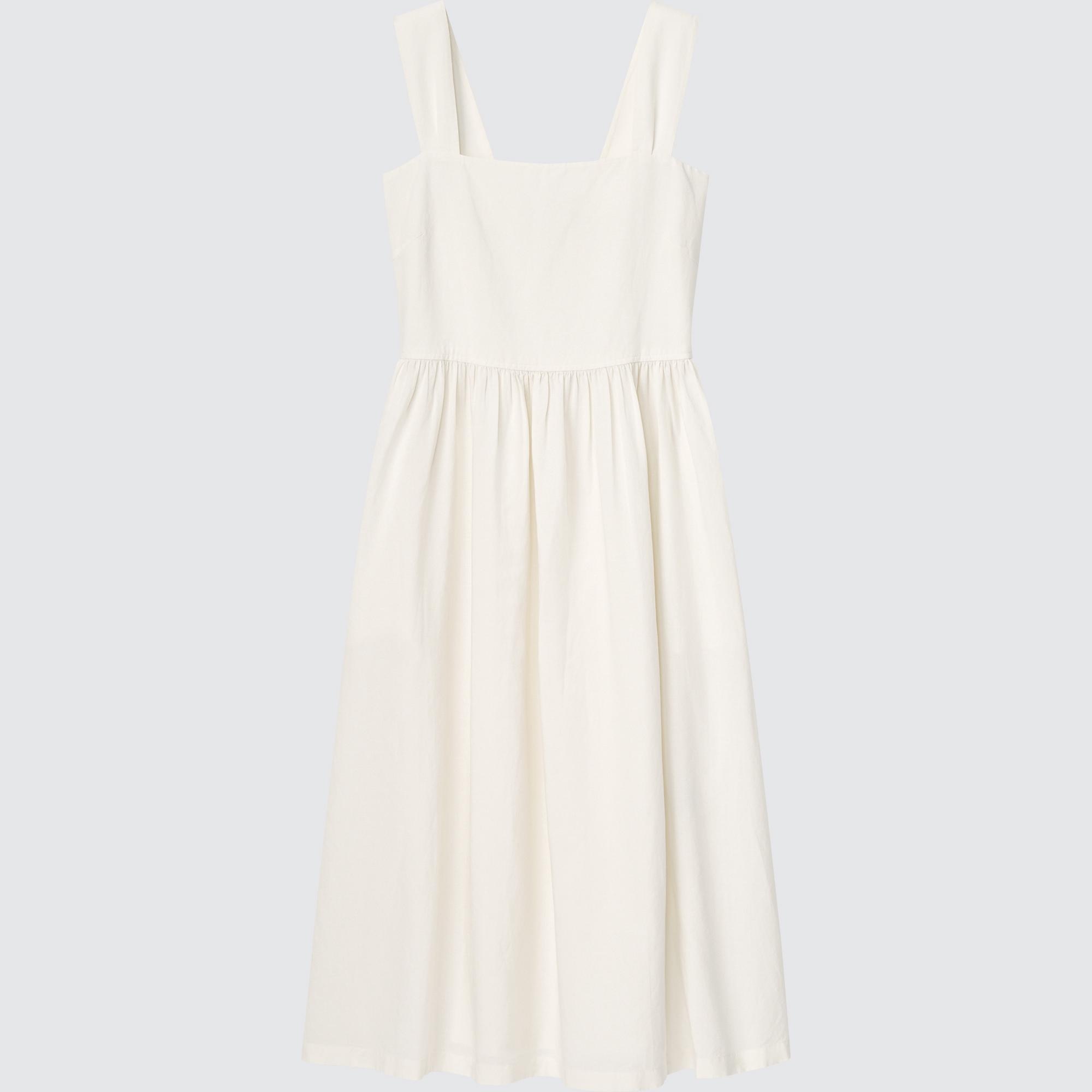UNIQLO Linen-Blend Shirred Sleeveless Dress