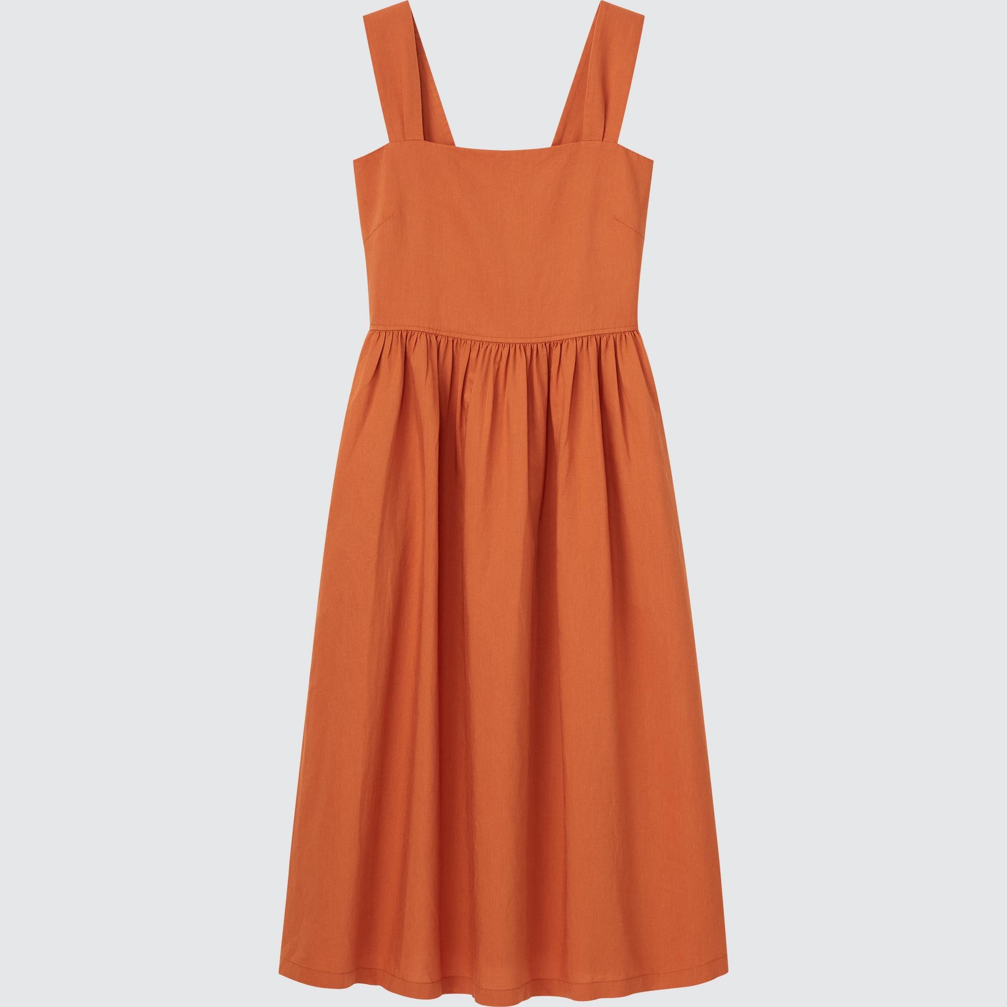 Check styling ideas for「Linen-Blend Shirred Sleeveless Dress」| UNIQLO US