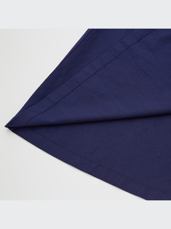 Linen-Blend Shirred Sleeveless Dress