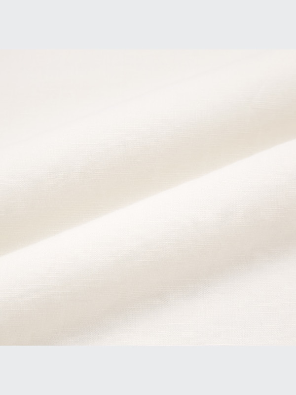 Linen-Blend Shirred Sleeveless Dress