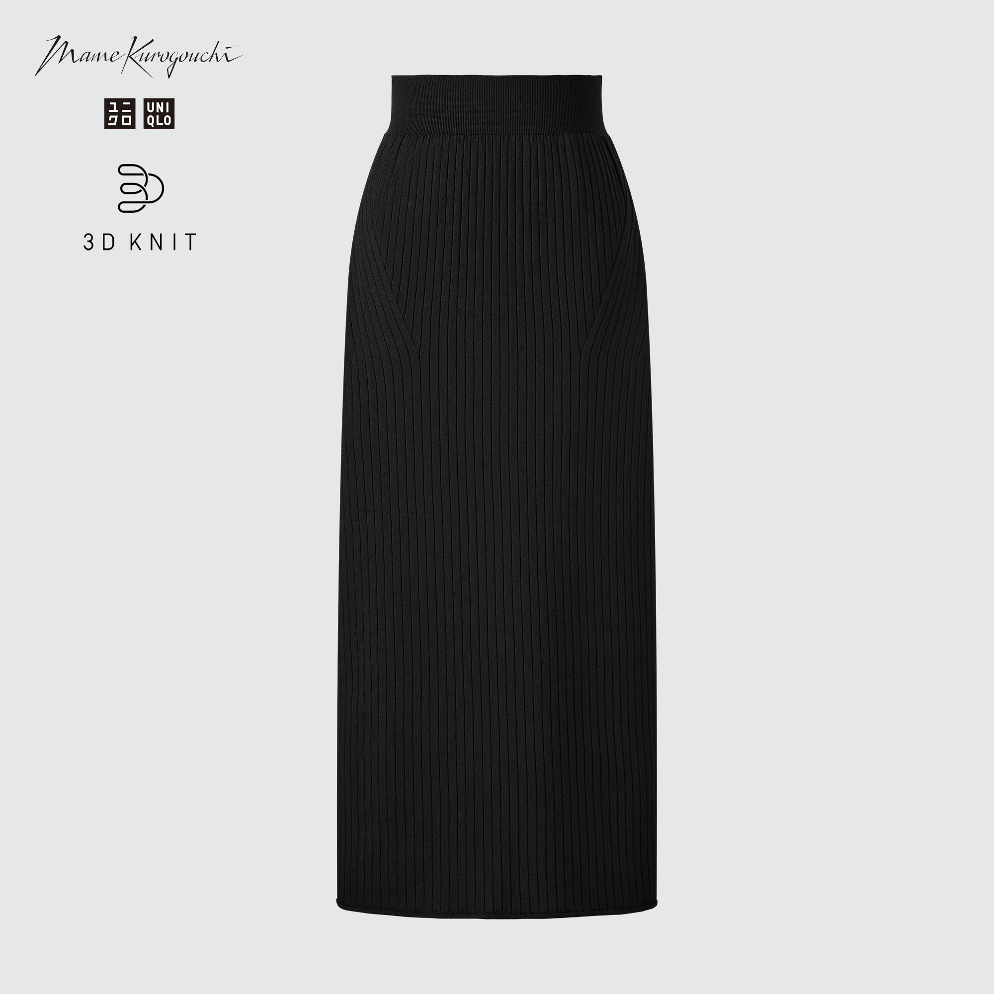 MAME KUROGOUCHI 3D KNIT RIBBED BACK SLIT SKIRT