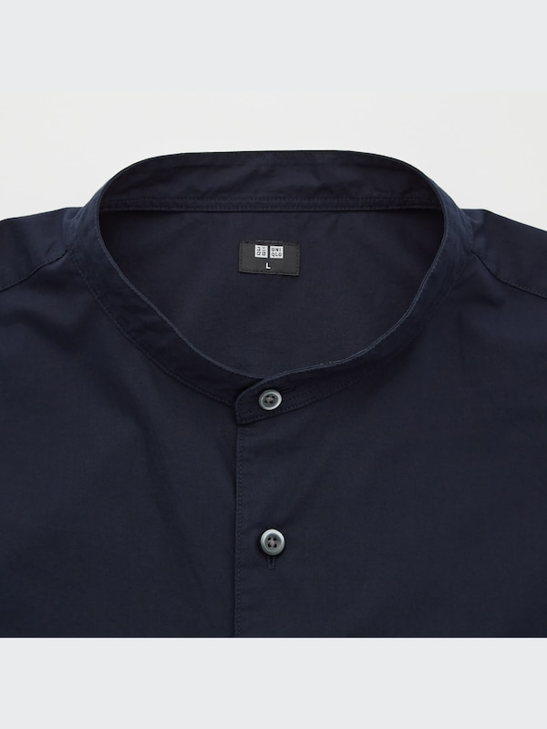 EXTRA FINE COTTON STAND COLLAR LONG SLEEVE SHIRT