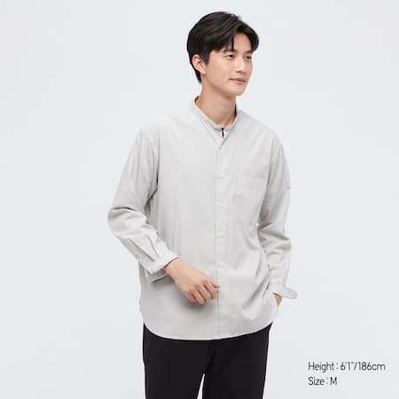 Men Extra Fine Cotton Broadcloth Striped Shirt (Grandad Collar)