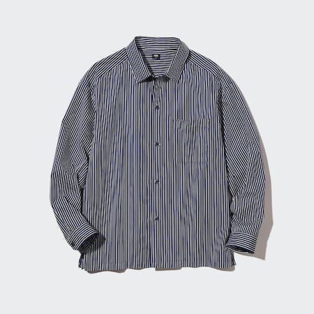 Unisex Extra Fine Cotton Twill Oversized Fit Striped Shirt (Regular Collar)