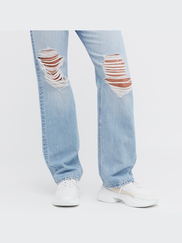 Distressed Straight High-Rise Jeans