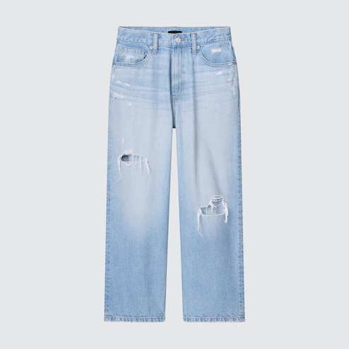  FiveShops Loose Hole Pant Jeans Women Cropped