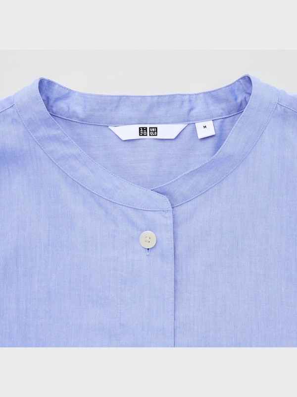 Cotton Stand Collar Long-Sleeve Shirt