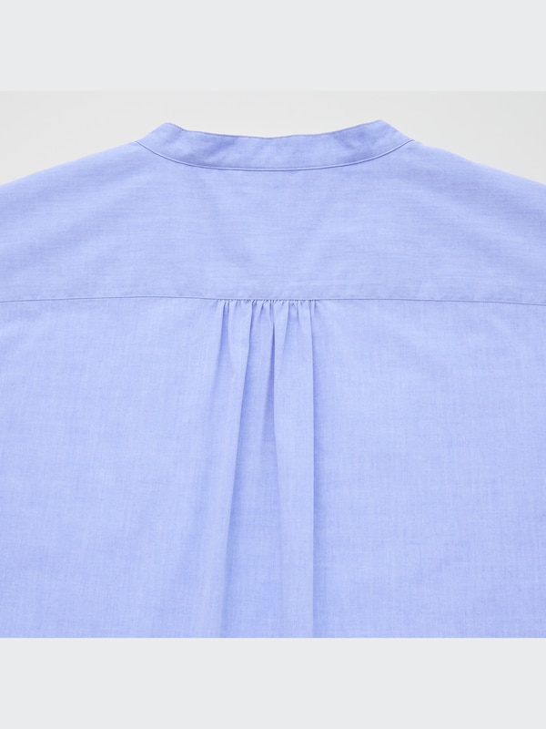 Cotton Stand Collar Long-Sleeve Shirt