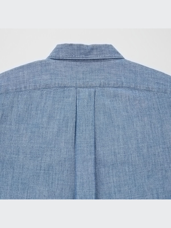 COTTON CHAMBRAY LONG SLEEVE LONG SHIRT