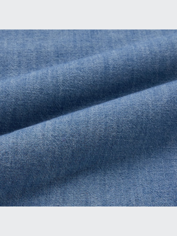COTTON CHAMBRAY LONG SLEEVE LONG SHIRT