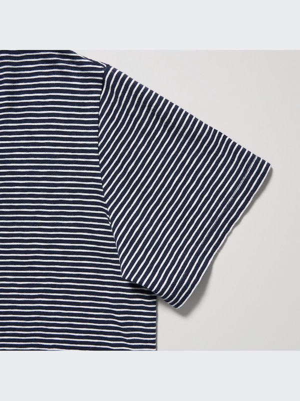 Slub Jersey Striped Cropped Short-Sleeve T-Shirt