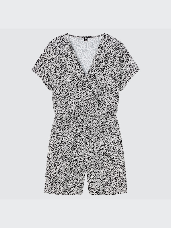 Printed Crepe Jersey Short-Sleeve Romper