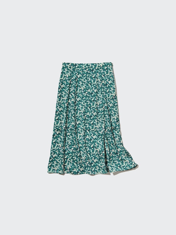 PRINTED SLIT MIDI SKIRT