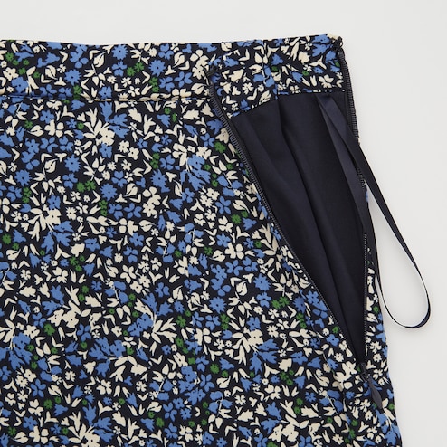 Wishlist Floral Midi Skirt with Slide Slit for Women in Blue