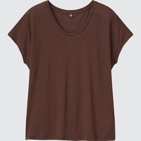 Women Linen Blend French Sleeved T-Shirt