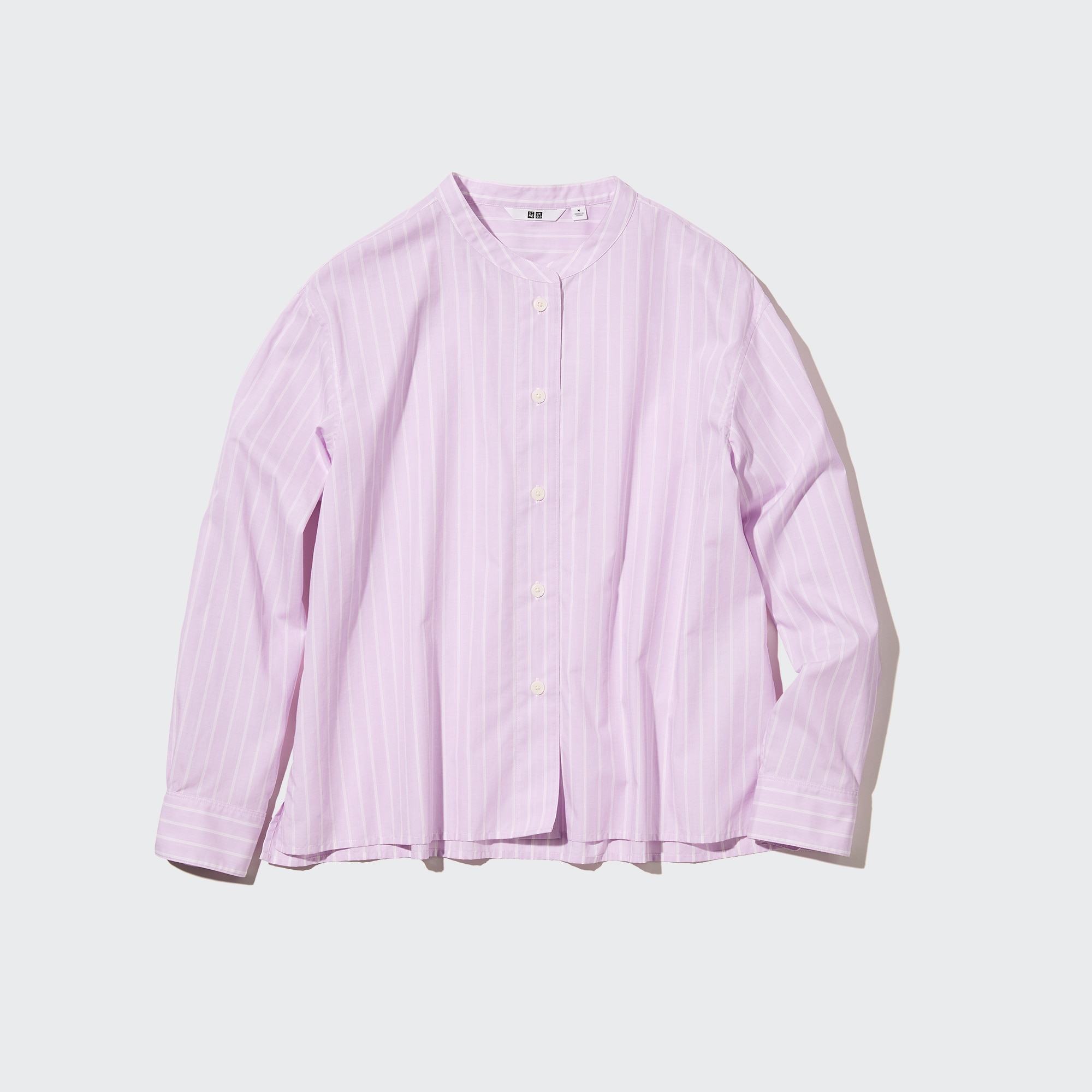 striped grandad collar shirt