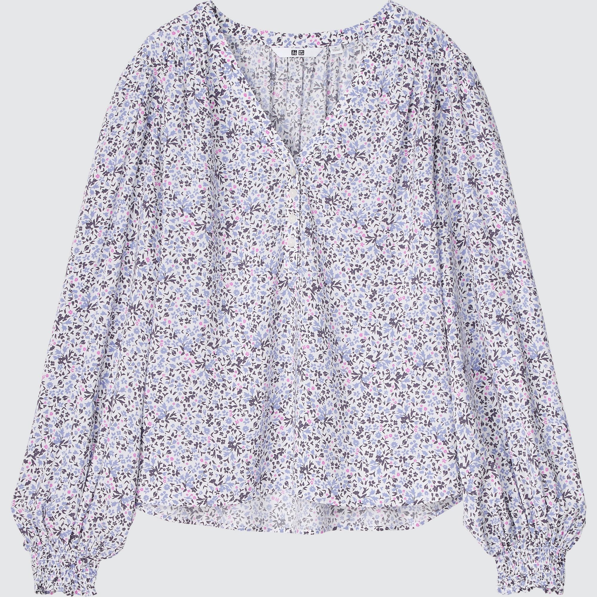 v neck printed blouse