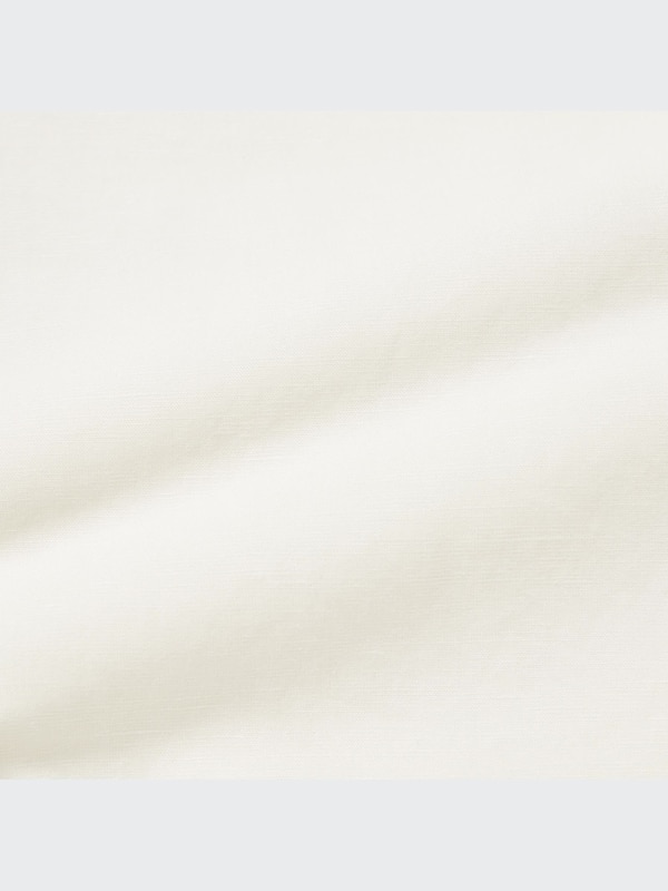 Linen-Blend Band Collar 3/4-Sleeve Shirt