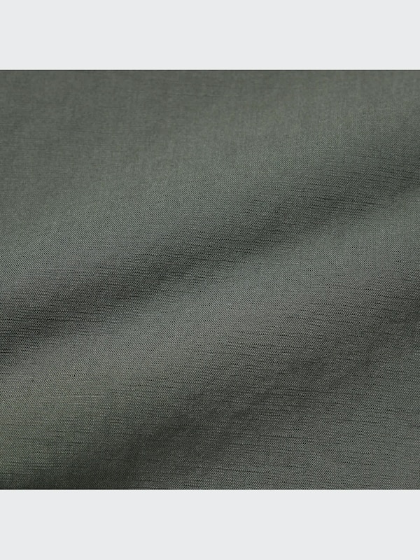 Linen-Blend Band Collar 3/4-Sleeve Shirt