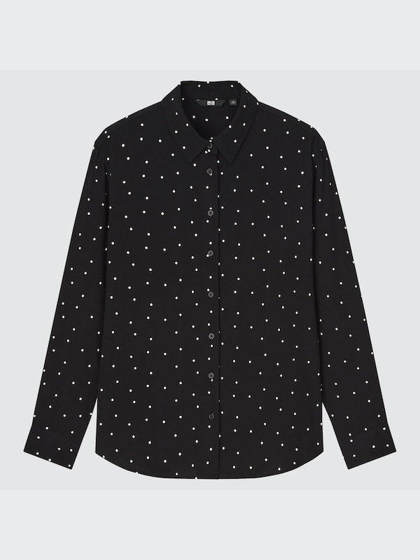Rayon Printed Long-Sleeve Blouse