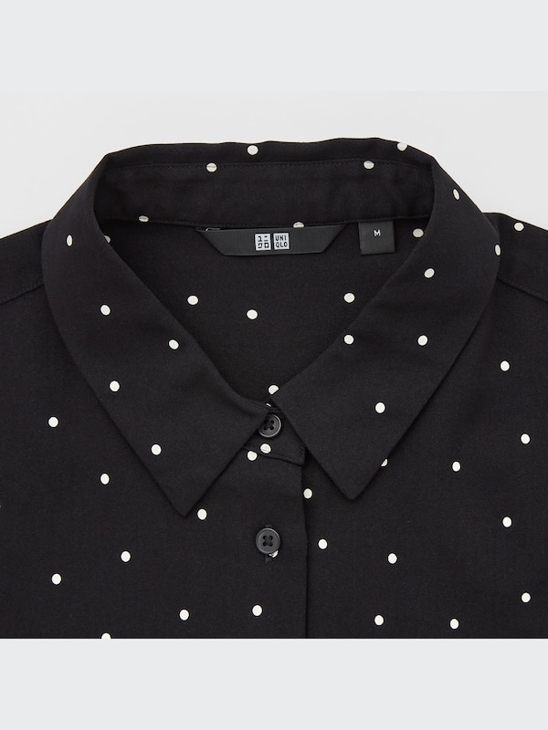 Rayon Printed Long-Sleeve Blouse