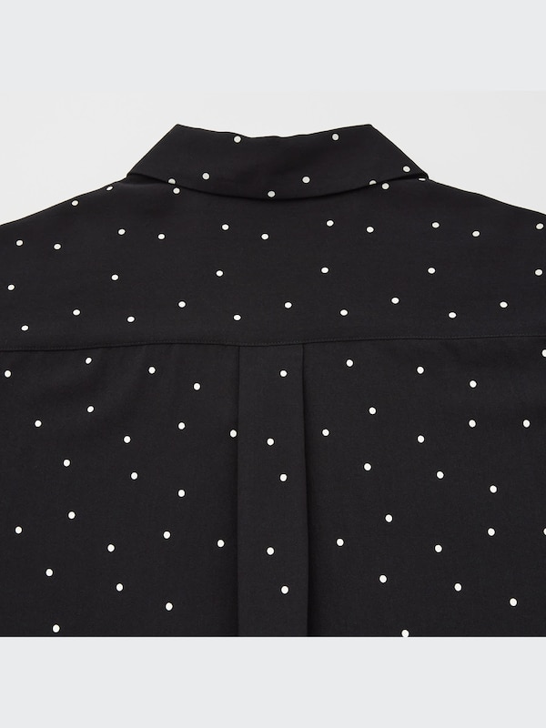 Rayon Printed Long-Sleeve Blouse