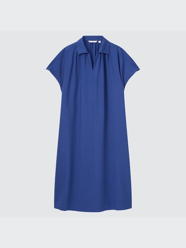 Linen-Blend Short-Sleeve Kaftan
