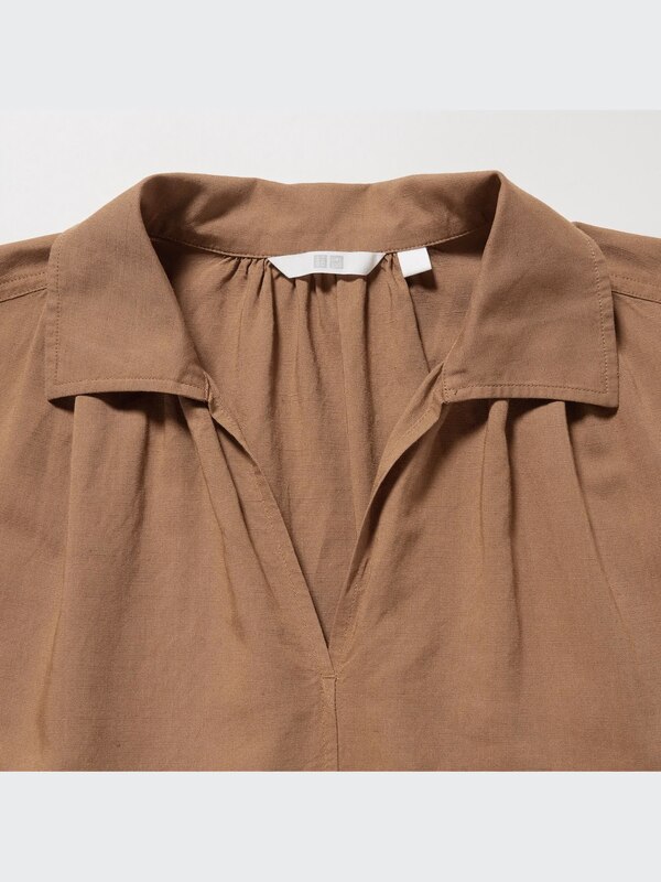 Linen-Blend Short-Sleeve Kaftan