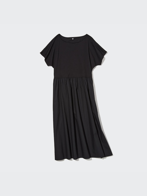 uniqlo combination flare dress Uniqlo Combination Fit & Flare Pleated Satin Dress
