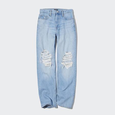 High Rise Straight Leg Distressed Jeans (Long)