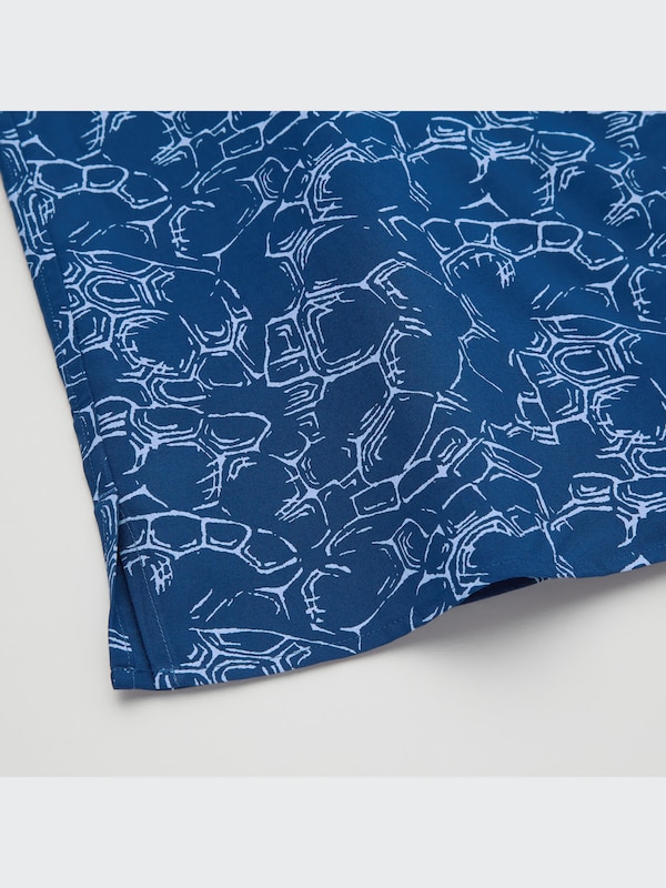 Printed Open Collar Short-Sleeve Shirt (Engimono)