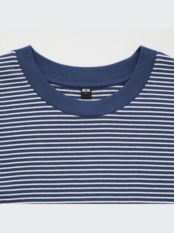 Oversized Striped Crew Neck Half-Sleeve T-Shirt