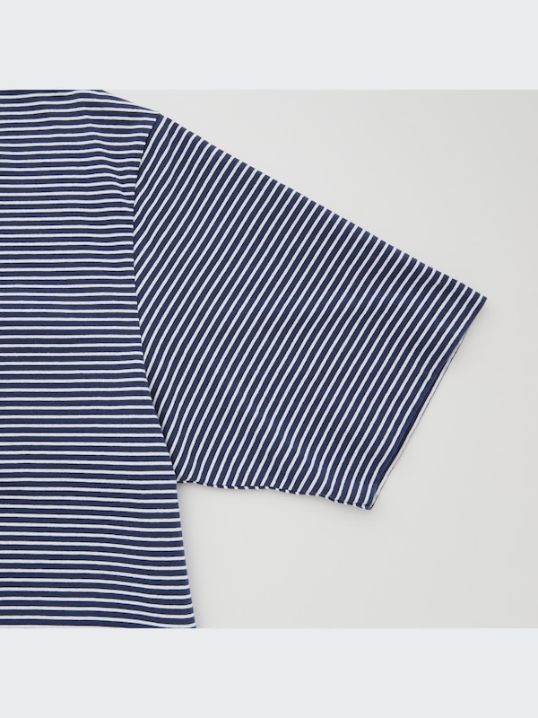 Oversized Striped Crew Neck Half-Sleeve T-Shirt
