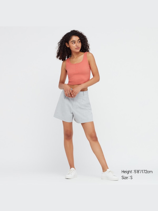 RIBBED CROPPED HENLEY NECK TANK TOP