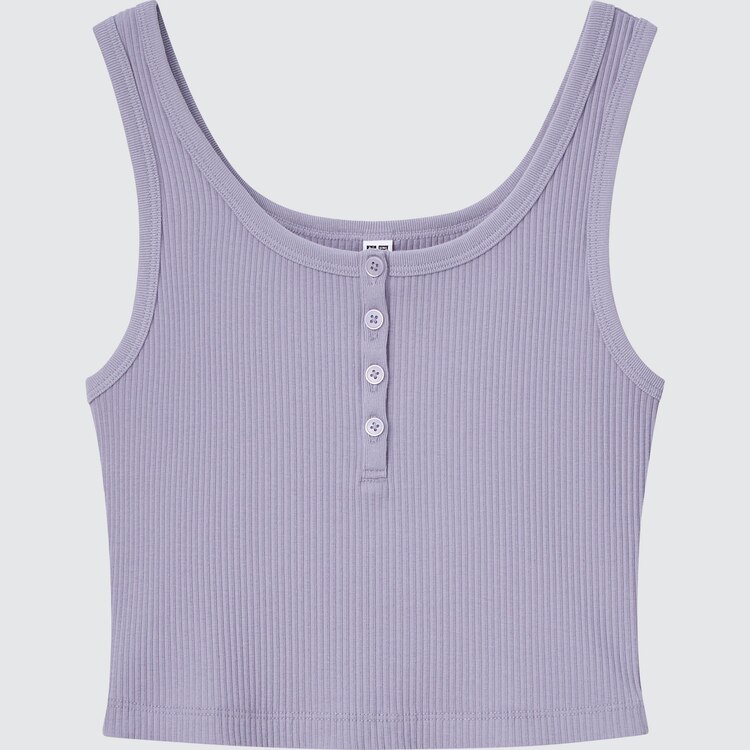 Ribbed Henley Cropped Tank Top UNIQLO US