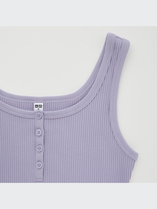 Ribbed Henley Cropped Tank Top
