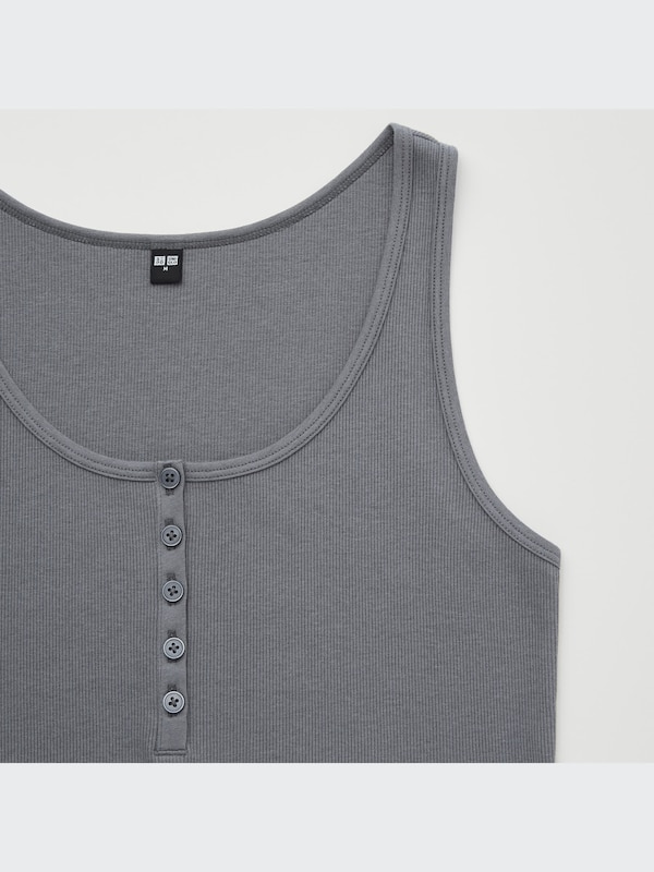 Ribbed Henley Tank Top