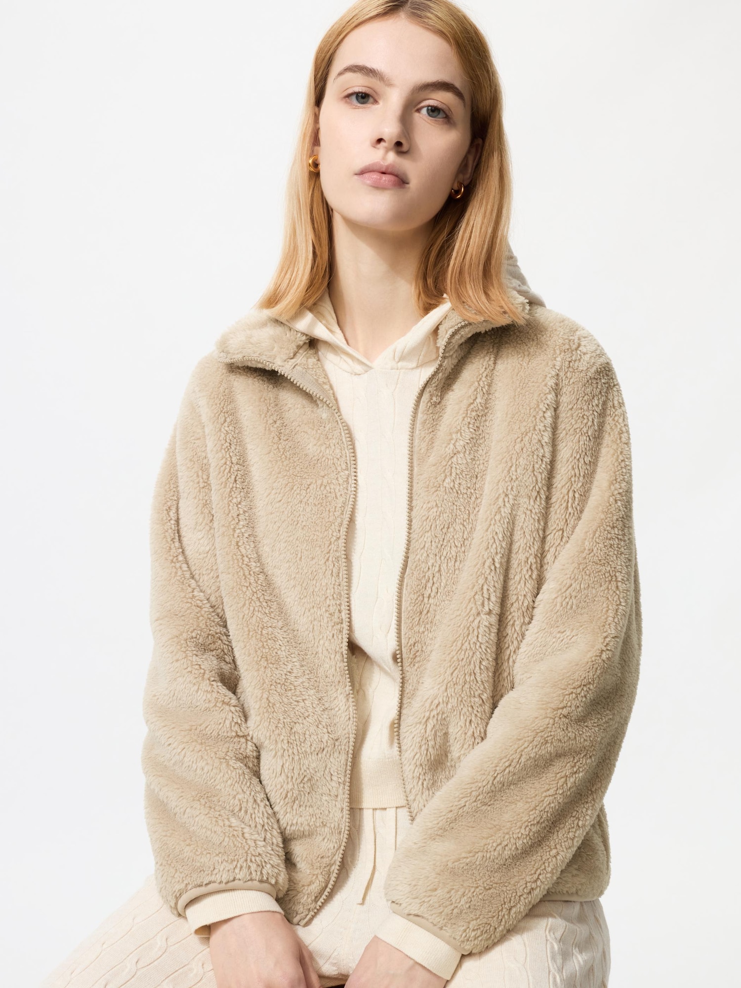 人気★ URAGO ★FLUFFY HIGH NECK FLEECE JACKET Fluffy Yarn Fleece Full-Zip Jacket | UNIQLO US