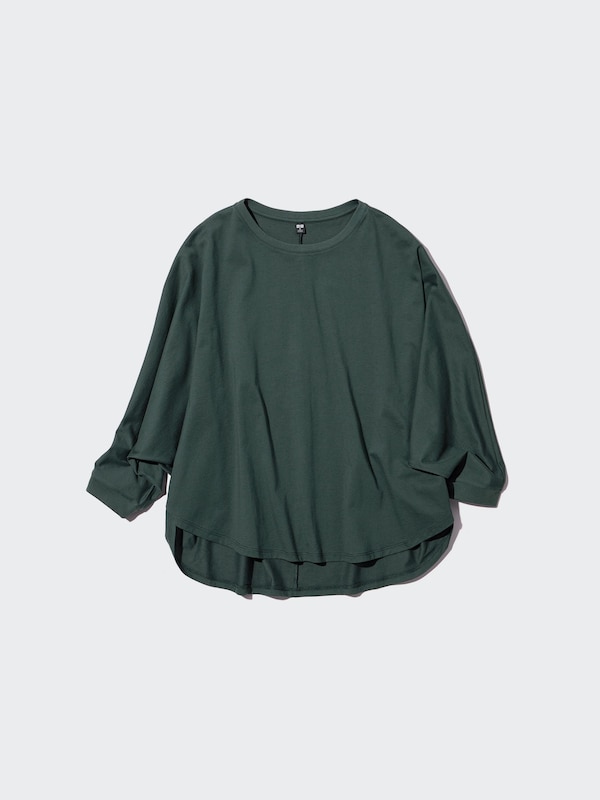 COTTON DOLMAN OVERSIZED 3/4 SLEEVE T-SHIRT