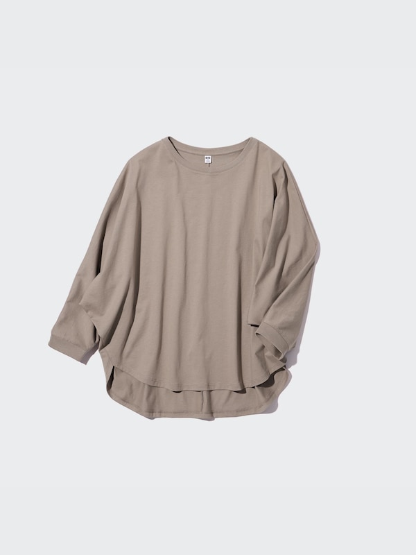 Cotton Dolman Oversized 3/4-Sleeve T-Shirt