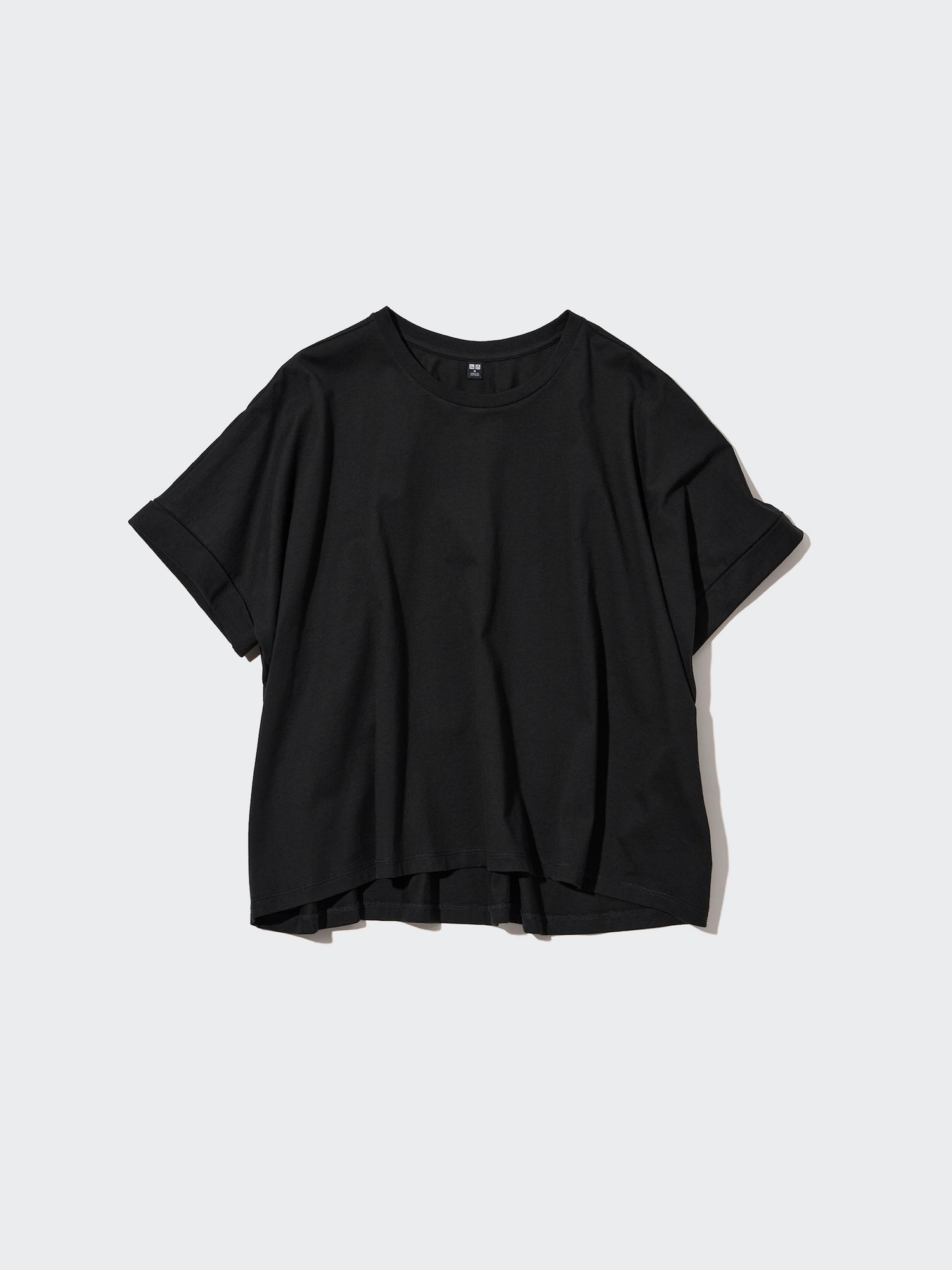 Tシャツ・カットソー PLAIN Oversized Black Shirt in Cotton Woman Black Cotton Basic Oversized T-shirt | Tops